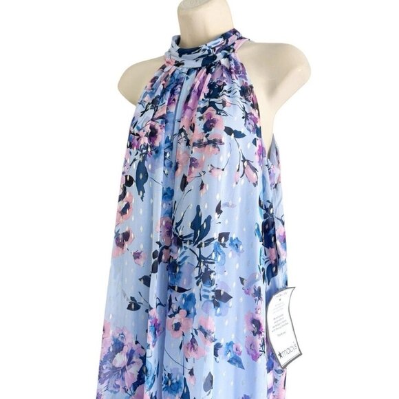 MSK Petite Women's Sz PL Light Blue Purple Floral Print Wide Leg Jumpsuit NWT - Picture 4 of 12